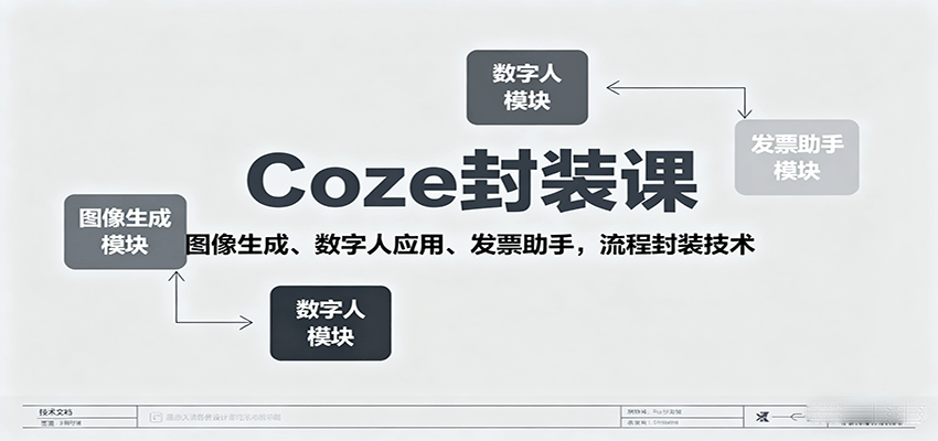 Coze封装课，图像生成、数字人应用、发票助手，流程封装技术-齐力副业