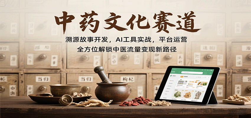 中药文化赛道：溯源故事开发，AI工具实战，平台运营，全方位解锁中医流量变现新路径-齐力副业