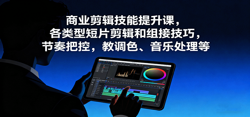 商业剪辑技能提升课，各类型短片剪辑和组接技巧，节奏把控，教调色、音乐处理等-齐力副业