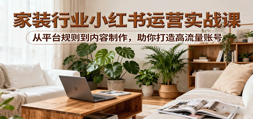 小红书家装行业运营实战课：从平台规则到内容制作，助你打造高流量账号-齐力副业