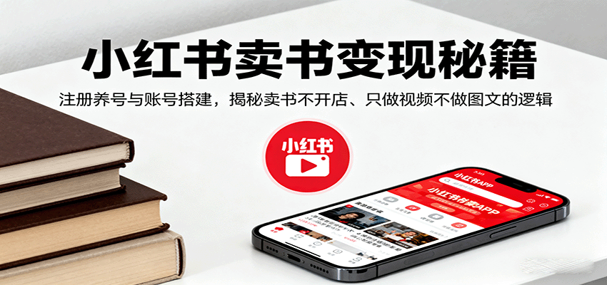 小红书卖书变现秘籍，注册养号与账号搭建，揭秘卖书不开店、只做视频不做图文的逻辑-齐力副业