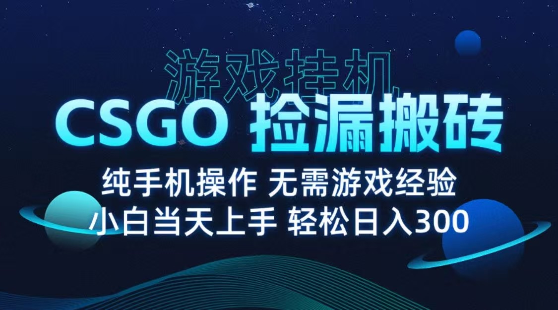 9月最新游戏搬砖，CSGO纯挂机，不需要玩游戏，实现真挂机，月入1W+-齐力副业