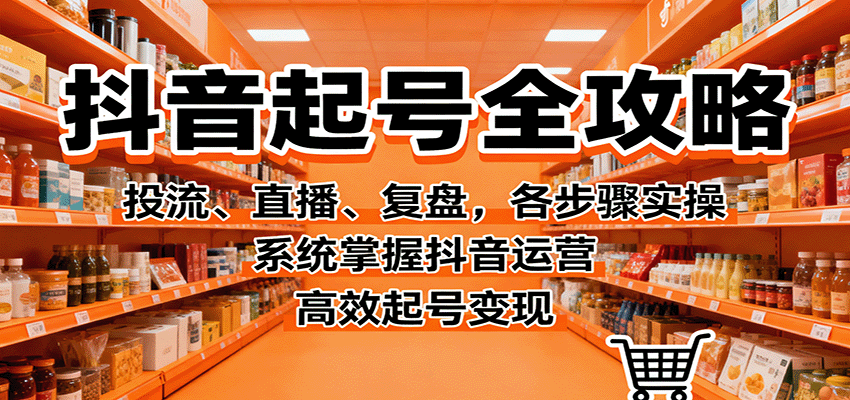 抖音起号全攻略，投流、直播、复盘，各步骤实操，系统掌握抖音运营，高效起号变现-齐力副业