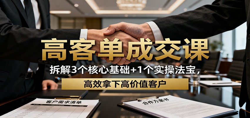 高客单成交课：拆解3个核心基础+1个实操法宝，高效拿下高价值客户-齐力副业