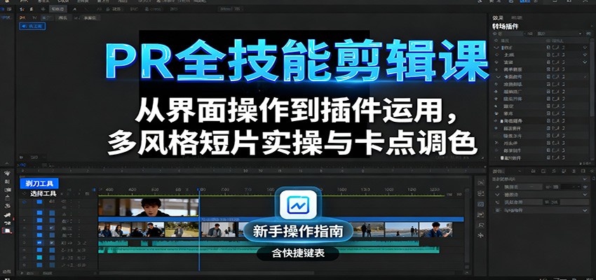 PR全技能剪辑课：从界面操作到插件运用，多风格短片实操与卡点调色-齐力副业