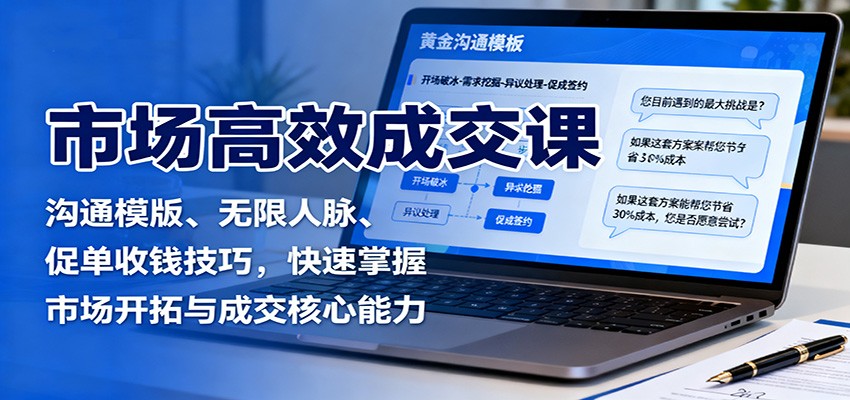 市场高效成交课：沟通模版、无限人脉、促单收钱技巧，快速掌握市场开拓与成交核心能力-齐力副业