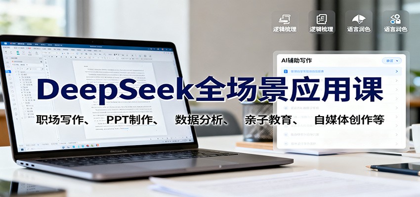 DeepSeek全场景应用课：职场写作、 PPT制作、数据分析、亲子教育、自媒体创作等-齐力副业