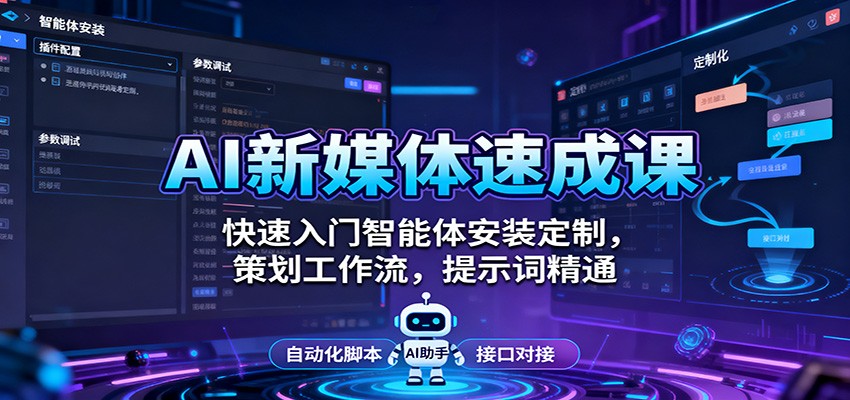 AI新媒体速成课：快速入门智能体安装定制，策划工作流，提示词精通-齐力副业