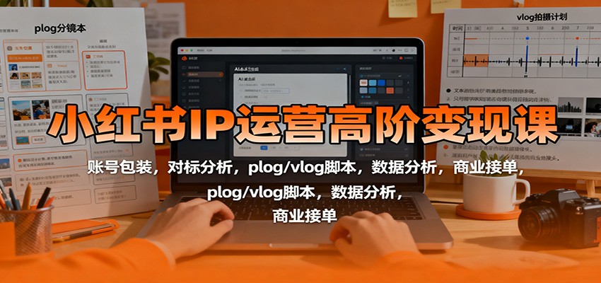 小红书IP运营高阶变现课：账号包装，对标分析，plog/vlog脚本，数据分析，商业接单-齐力副业