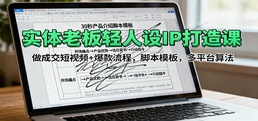 实体老板轻人设IP打造课：做成交短视频+爆款流程，脚本模板，多平台算法-齐力副业