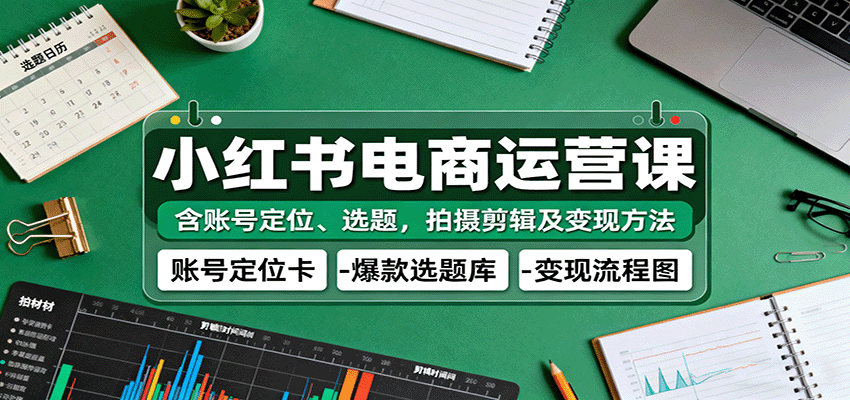 小红书电商运营课：含账号定位、选题，拍摄剪辑及变现方法-齐力副业