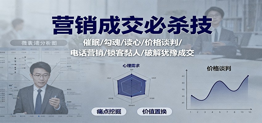 营销成交必杀技：催眠/勾魂/读心/价格谈判/电话营销/锁客黏人/破解犹豫成交-齐力副业