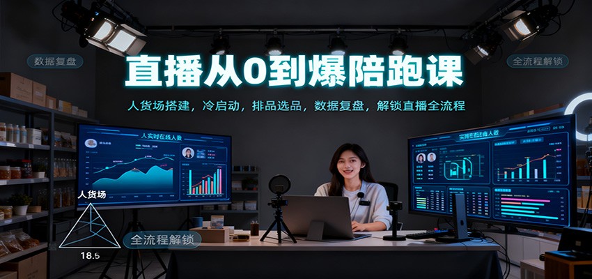 直播从0到爆陪跑课：人货场搭建，冷启动，排品选品，数据复盘，解锁直播全流程-齐力副业