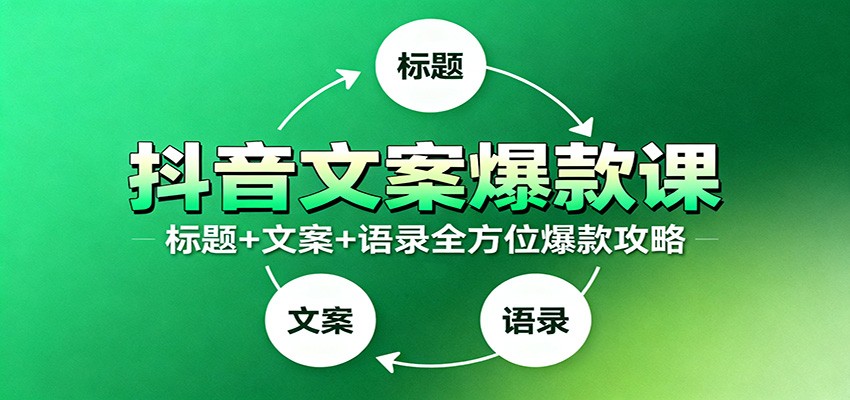 抖音文案爆款课：9大标题绝招，各类型必火文案，100条万能文案情感语录-齐力副业