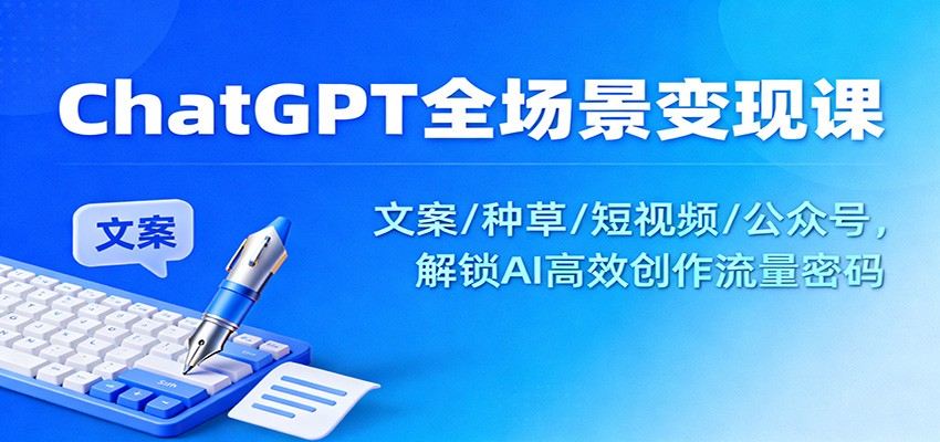 ChatGPT全场景变现课：文案/种草/短视频/公众号，解锁AI高效创作流量密码-齐力副业