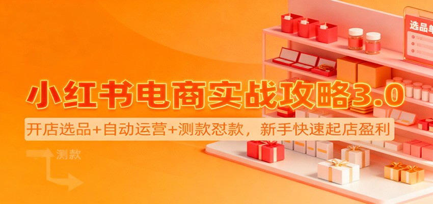 小红书电商实战攻略3.0：开店选品+自动运营+测款怼款，新手快速起店盈利-齐力副业