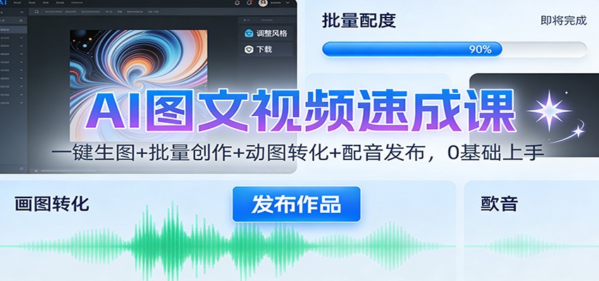 AI图文视频速成课：一键生图+批量创作+动图转化+配音发布，0基础上手-齐力副业