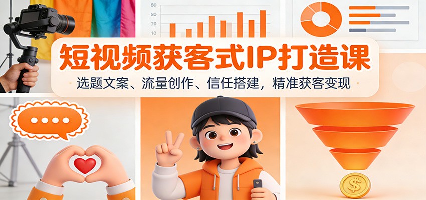 短视频获客式IP打造课：选题文案、流量创作、信任搭建，精准获客变现-齐力副业