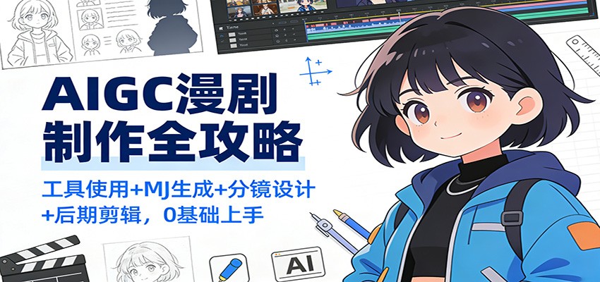 AIGC漫剧制作全攻略：工具使用+MJ生成+分镜设计+后期剪辑，0基础上手-齐力副业