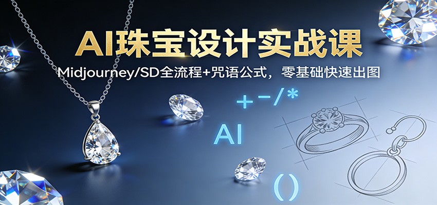 AI珠宝设计实战课：Midjourney/SD全流程+咒语公式，零基础快速出图-齐力副业