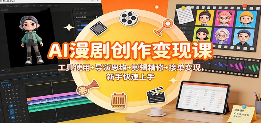 AI漫剧创作变现课：工具使用+导演思维+剪辑精修+接单变现，新手快速上手-齐力副业