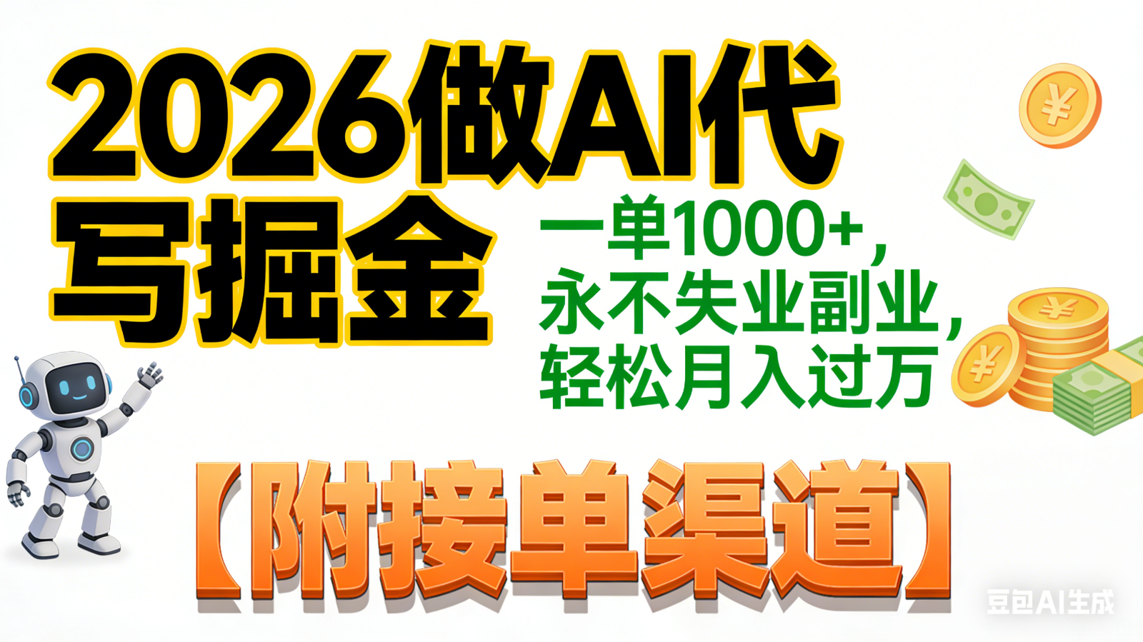 2026做AI代写掘金，一单1000+，永不失业副业，轻松月入过万,【附接单渠道】-齐力副业