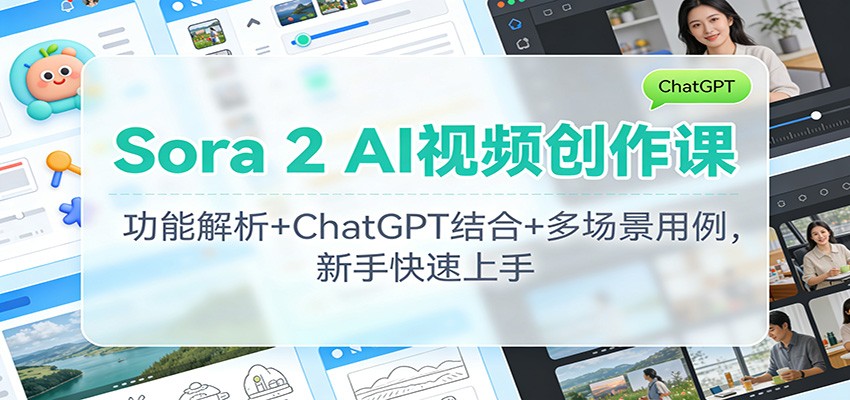 Sora 2 AI视频创作课：功能解析+ChatGPT结合+多场景用例，新手快速上手-齐力副业