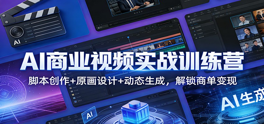 AI商业视频实战训练营：脚本创作+原画设计+动态生成，解锁商单变现-齐力副业