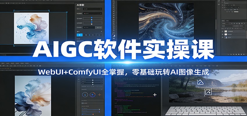 AIGC软件实操课：WebUI+ComfyUI全掌握，零基础玩转AI图像生成-齐力副业