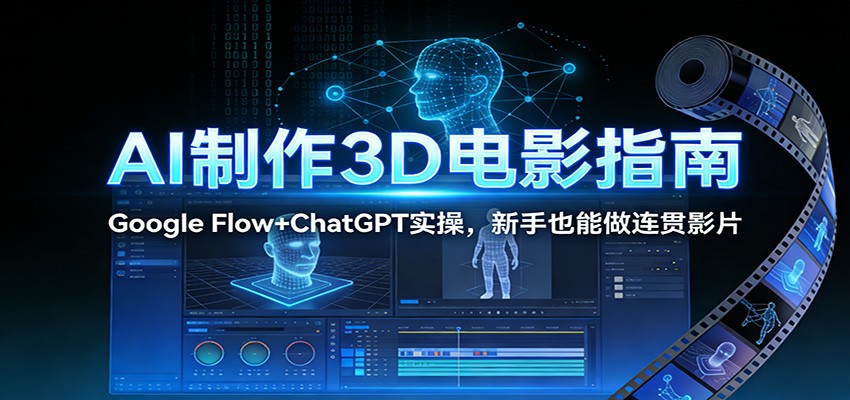 AI制作3D电影指南：Google Flow+ChatGPT实操，新手也能做连贯影片-齐力副业