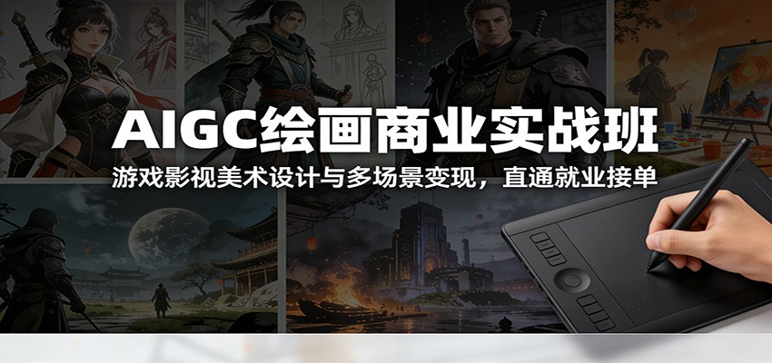 AIGC绘画商业实战班：游戏影视美术设计与多场景变现，直通就业接单-齐力副业