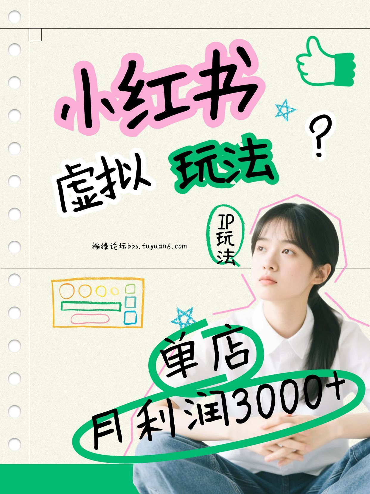 小红书虚拟玩法（铺货流和单品玩法），单店月利润3000+，IP打法+原创商品（0违规）-齐力副业