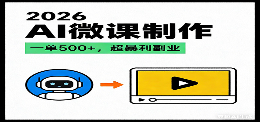 2026AI 风口最稳副业：微课代写制作，一单 500+，人人可做的蓝海项目-齐力副业