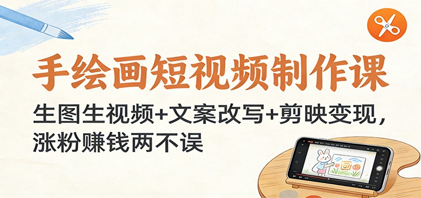 手绘画短视频制作课：生图生视频+文案改写+剪映变现，涨粉赚钱两不误-齐力副业