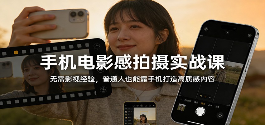 手机电影感拍摄实战课：无需影视经验，普通人也能靠手机打造高质感内容-齐力副业