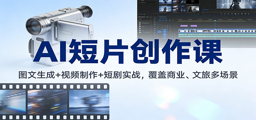 AI短片创作课：图文生成+ 视频制作+短剧实战，覆盖商业、 文旅多场景-齐力副业