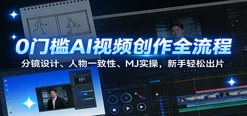 0门槛AI视频创作全流程：分镜设计、人物一致性、MJ实操，新手轻松出片-齐力副业