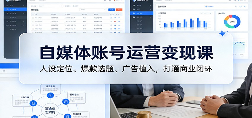 自媒体账号运营变现课：人设定位、爆款选题、广告植入，打通商业闭环-齐力副业