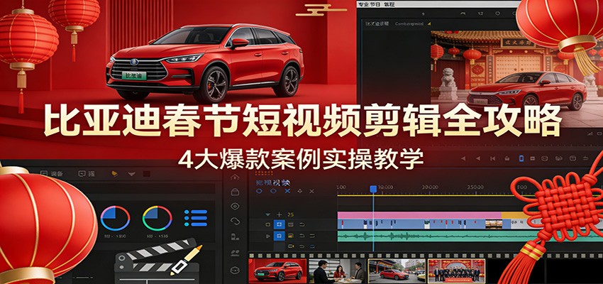 比亚迪春节短视频剪辑全攻略，4大爆款案例实操教学-齐力副业