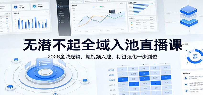 无潜不起全域入池直播课：2026全域逻辑，短视频入池，标签强化一步到位-齐力副业