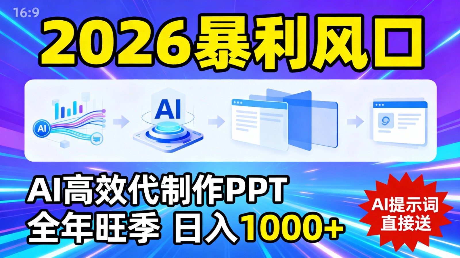2026暴利！用AI高效代制作 PPT，全年旺季，日入 1000+，提示词直接送！-齐力副业