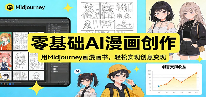 零基础AI漫画创作：用Midjourney画漫画书，轻松实现创意变现-齐力副业