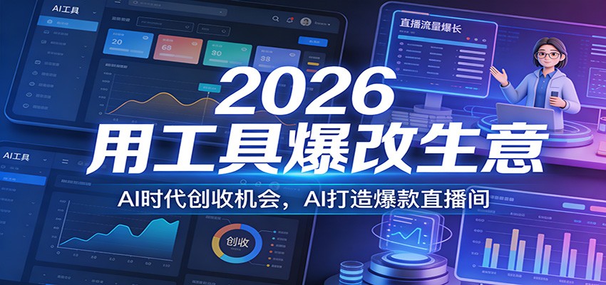 2026用工具爆改生意，AI时代创收机会，AI打造爆款直播间-齐力副业