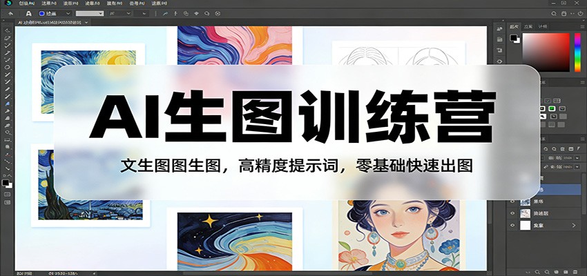 AI生图训练营：文生图图生图，高精度提示词，零基础快速出图-齐力副业