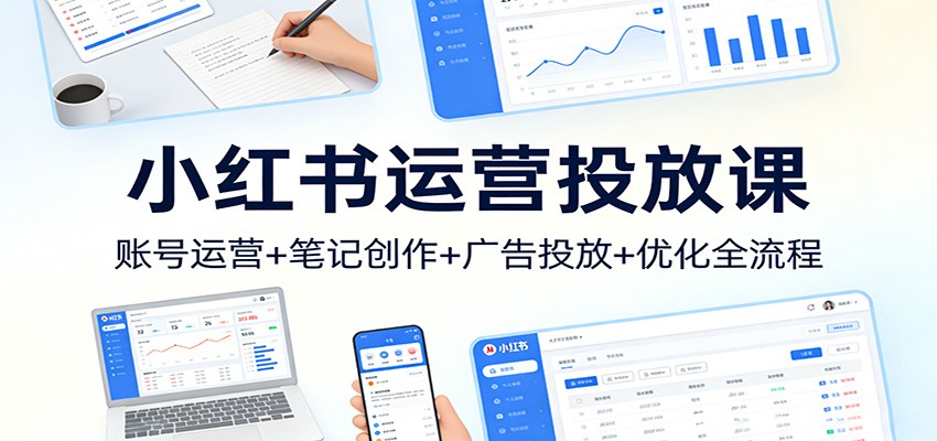 小红书运营投放课：账号运营+笔记创作+广告投放+优化全流程-齐力副业