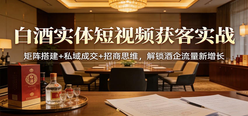 白酒实体短视频获客实战:矩阵搭建+私域成交+招商思维,解锁酒企流量新增长-齐力副业