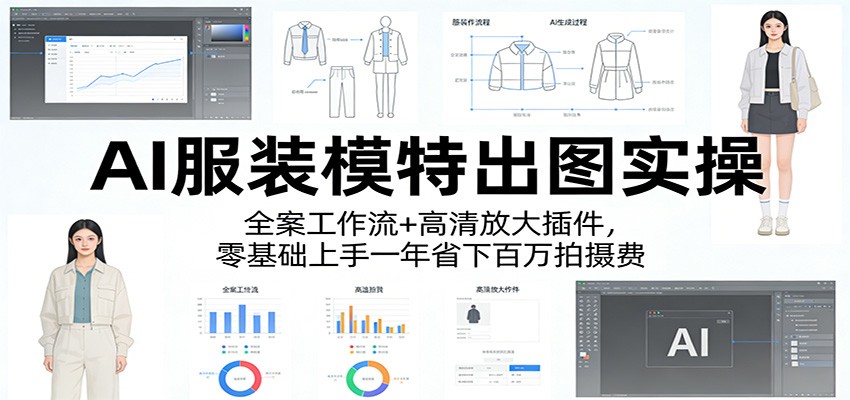 AI服装模特出图实操：全案工作流+ 高清放大插件，零基础上手一年省下百万拍摄费-齐力副业