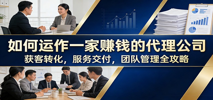 如何运作一家赚钱的代理公司：获客转化，服务交付，团队管理全攻略-齐力副业