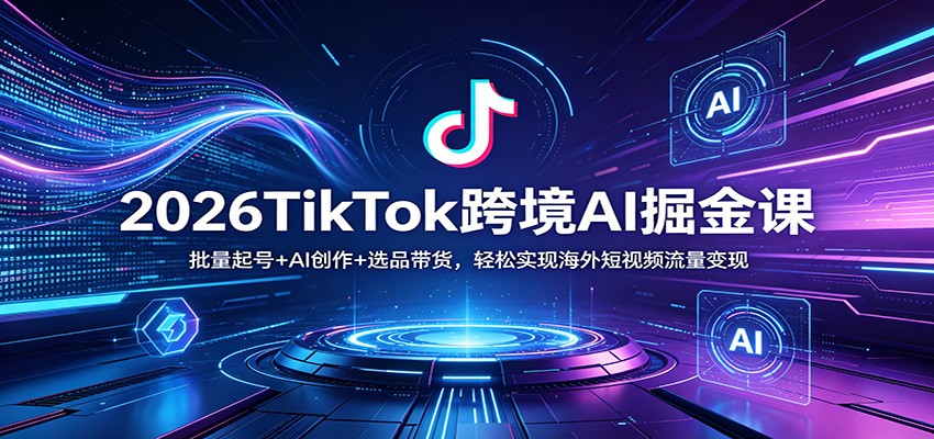 2026TikTok跨境AI掘金课：批量起号+AI创作+选品带货，轻松实现海外短视频流量变现-齐力副业