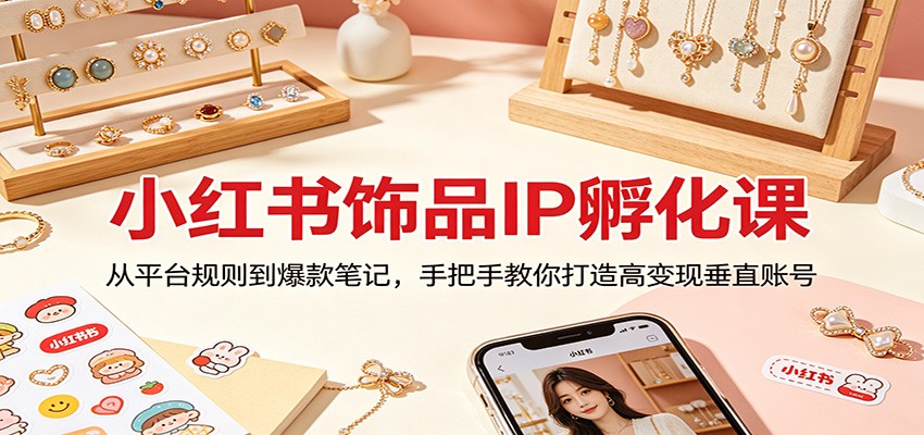 小红书饰品IP孵化课：从平台规则到爆款笔记，手把手教你打造高变现垂直账号-齐力副业